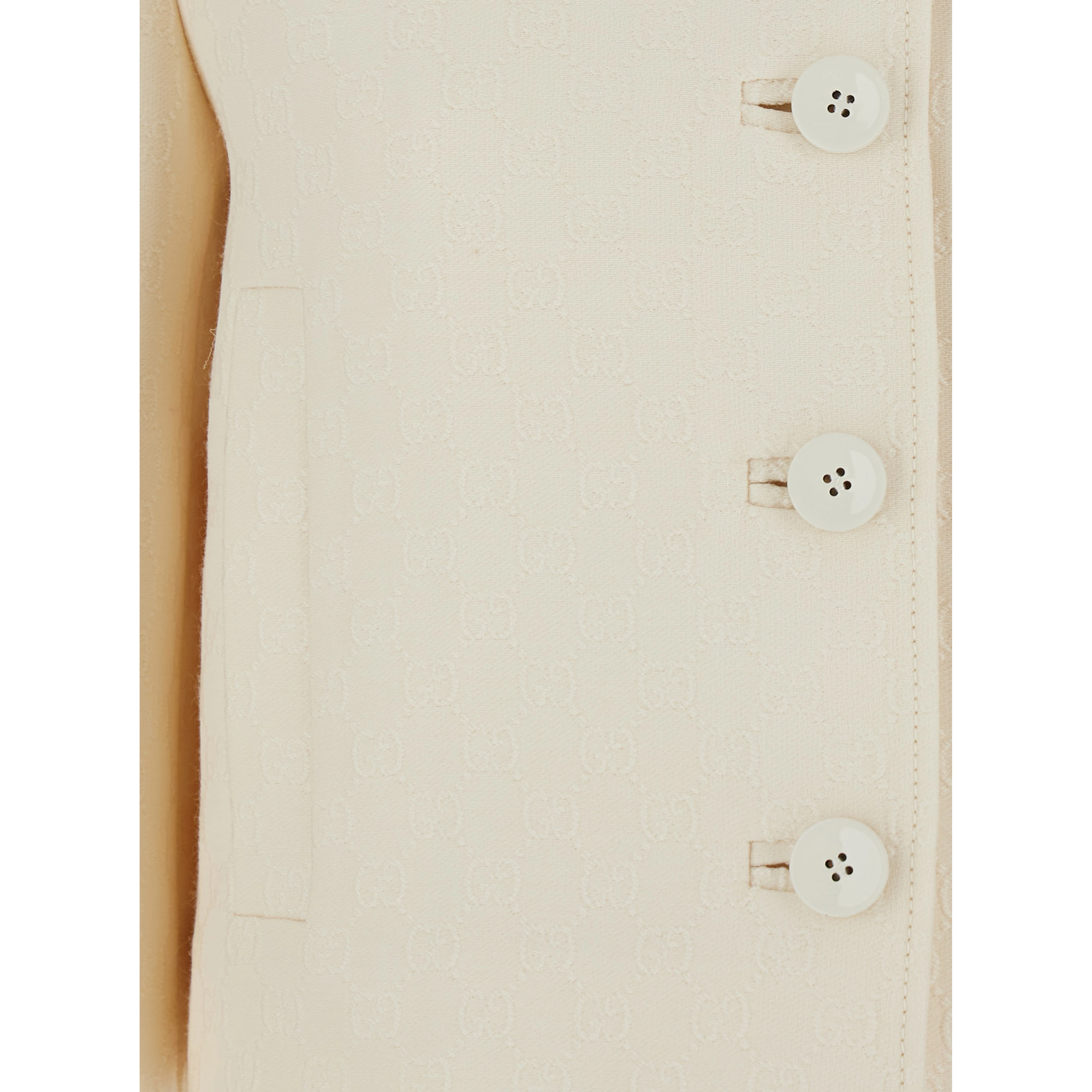 White Jacket with Notched Revers in GG Canvas Woman