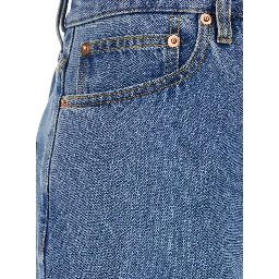 Blue Jeans with Belt Loops and Logo Patch on the Rear in Denim Woman
