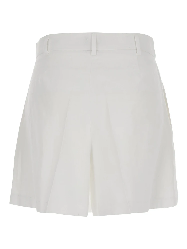 White Shorts with Belt Loops at the Waist in Linen Woman alternative
