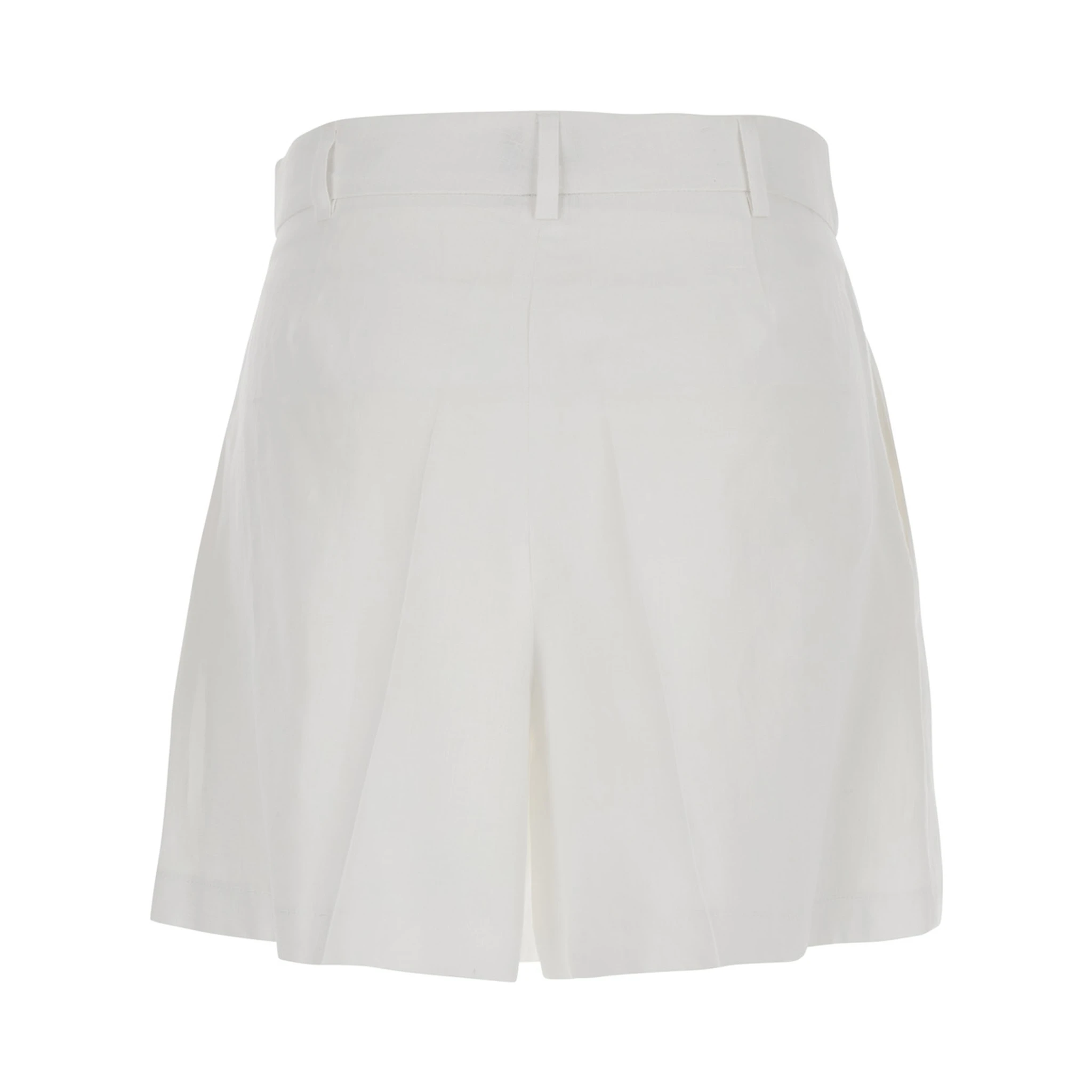 White Shorts with Belt Loops at the Waist in Linen Woman