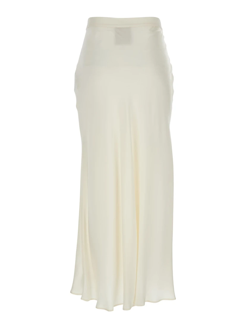 Ambra White Skirt with Wrap Design in Silk Blend Woman