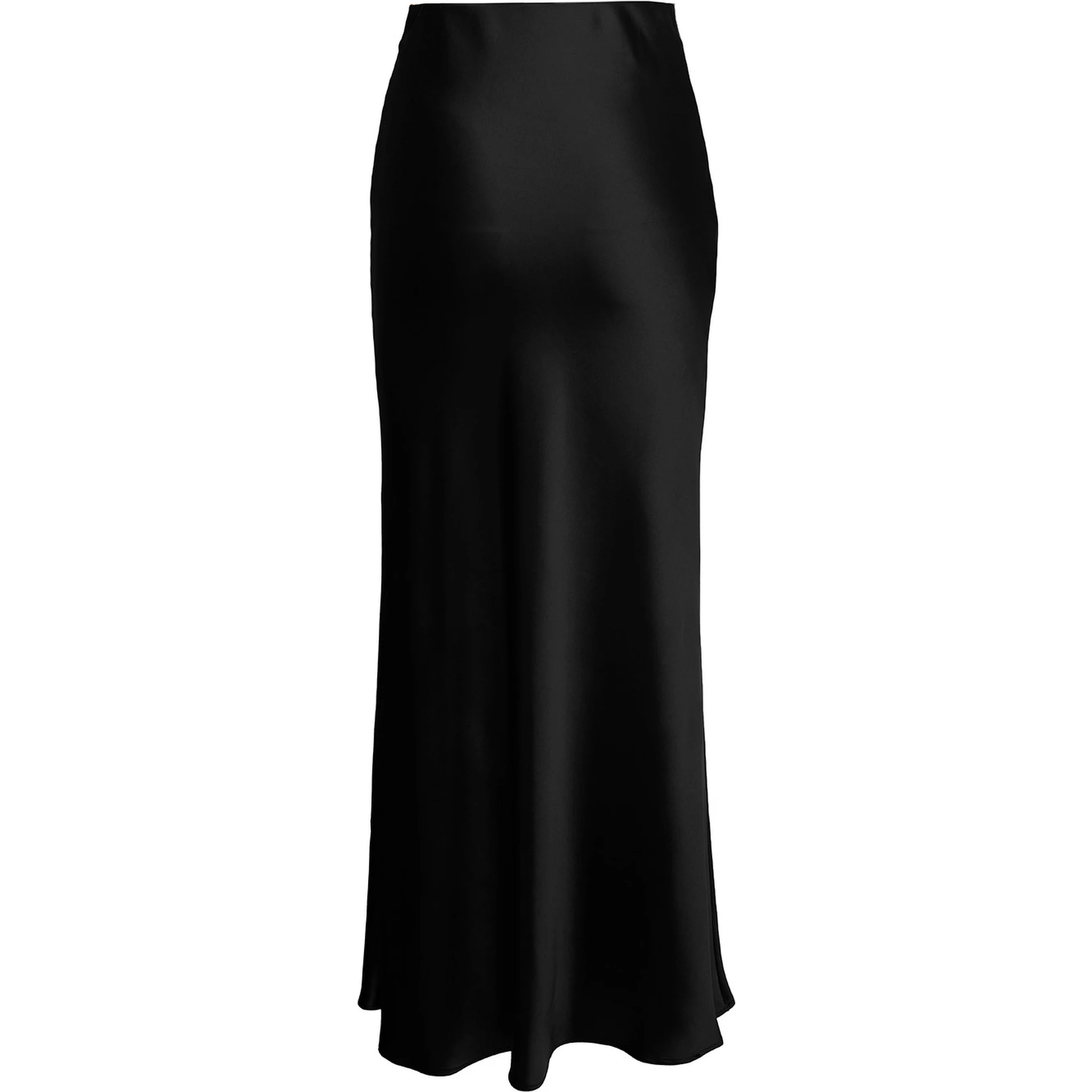 Black Midi Skirt with Volant Detail at the End in Satin Woman
