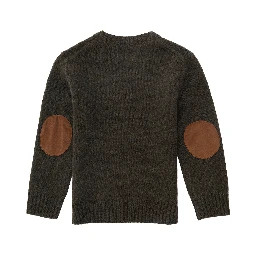 Dark Green Sweater with Pony Detail Embroidered on the Front in Wool and Cashmere Blend Boy