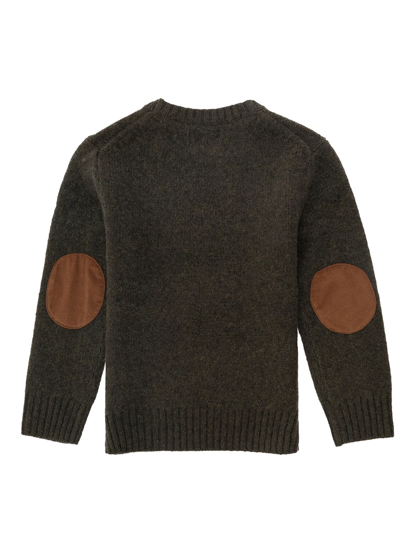 Dark Green Sweater with Pony Detail Embroidered on the Front in Wool and Cashmere Blend Boy