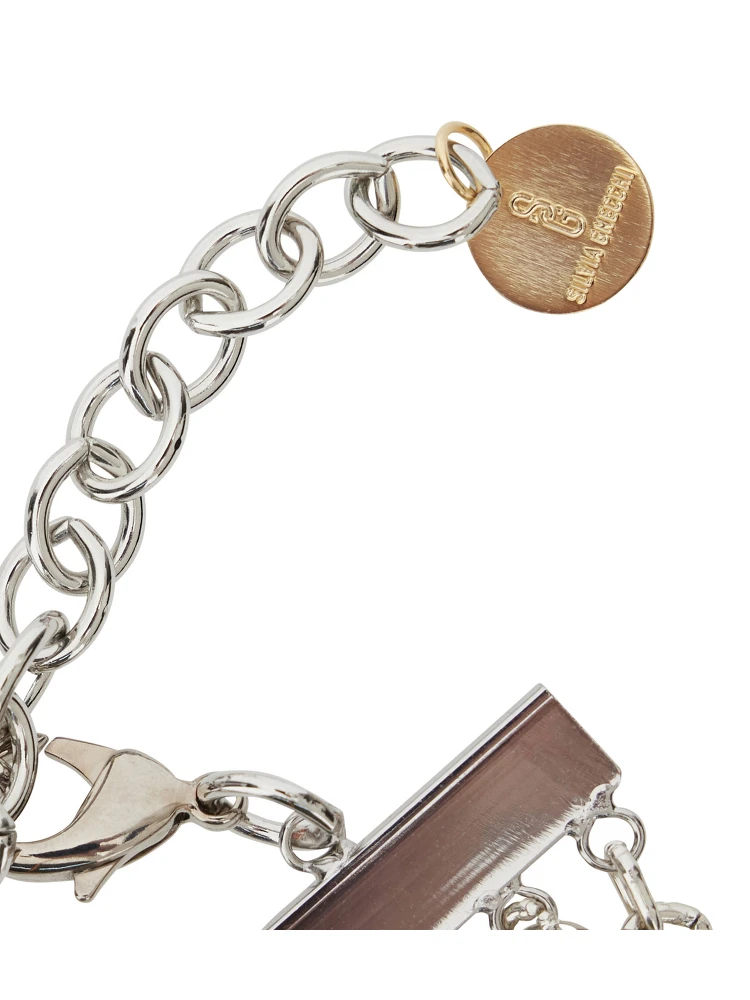 Bandite Silver-Colored Necklace with Chain Design and Logo Pendant in Brass Woman alternative