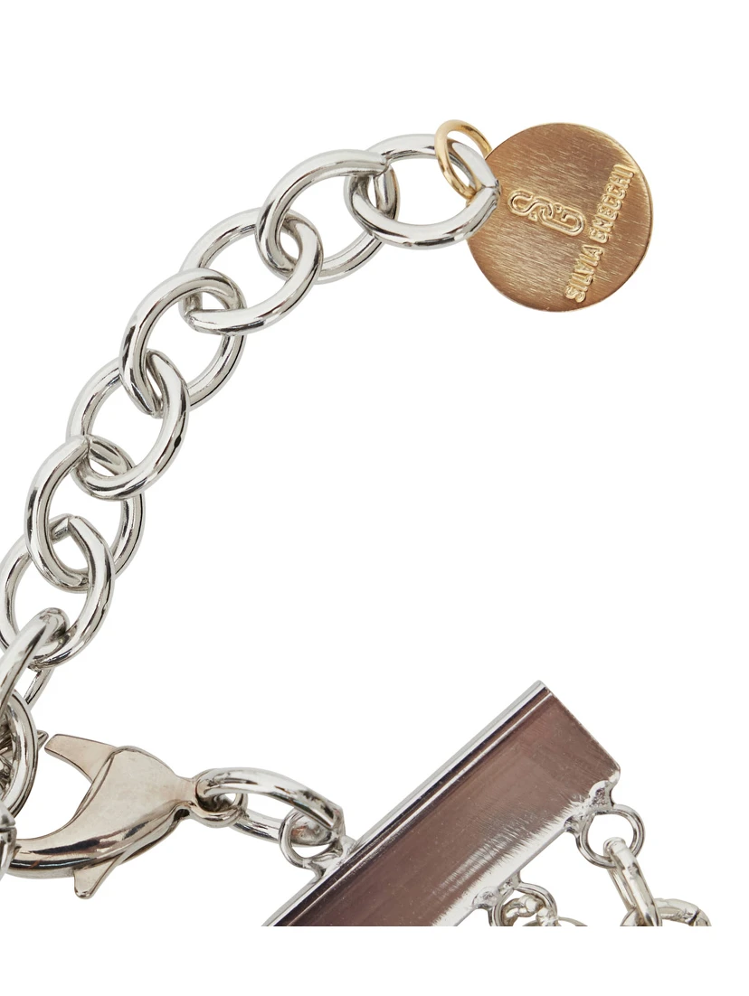 Bandite Silver-Colored Necklace with Chain Design and Logo Pendant in Brass Woman