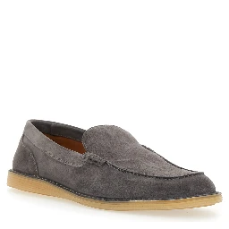 New Florio Ideal Grey Loafers with DG Detail in Suede Man