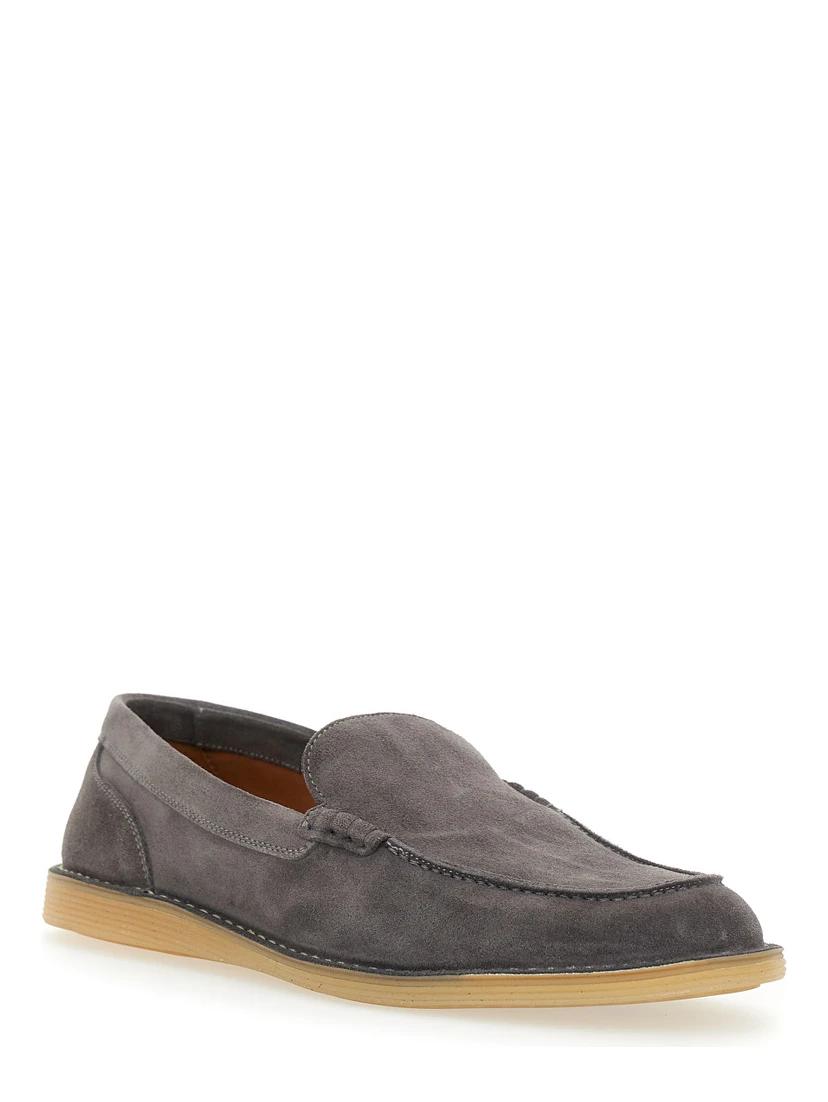 New Florio Ideal Grey Loafers with DG Detail in Suede Man