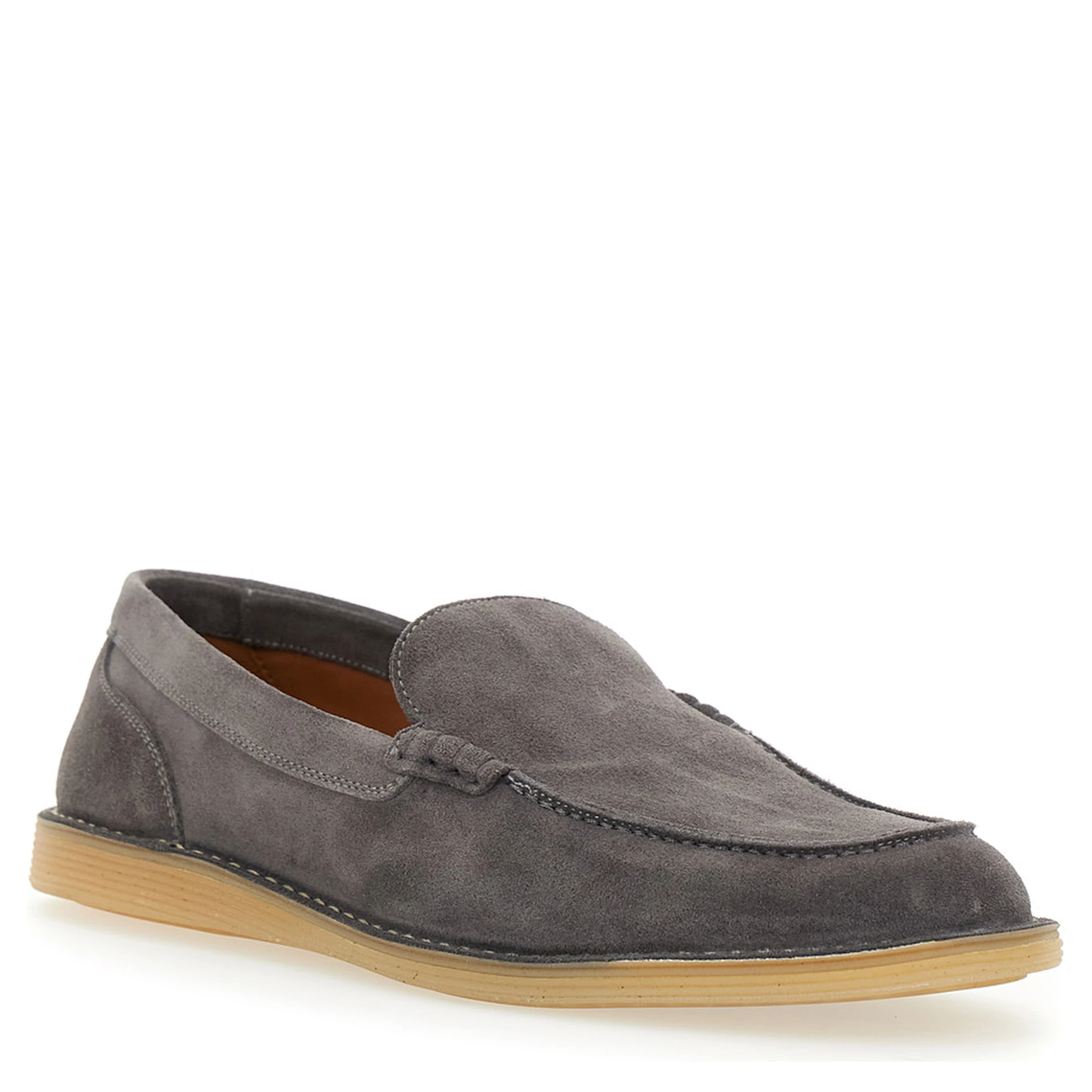 New Florio Ideal Grey Loafers with DG Detail in Suede Man