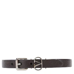 Brown Bracelet with VLogo Buckle Closure in Leather Man