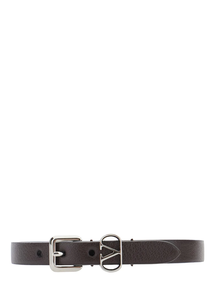 Brown Bracelet with VLogo Buckle Closure in Leather Man