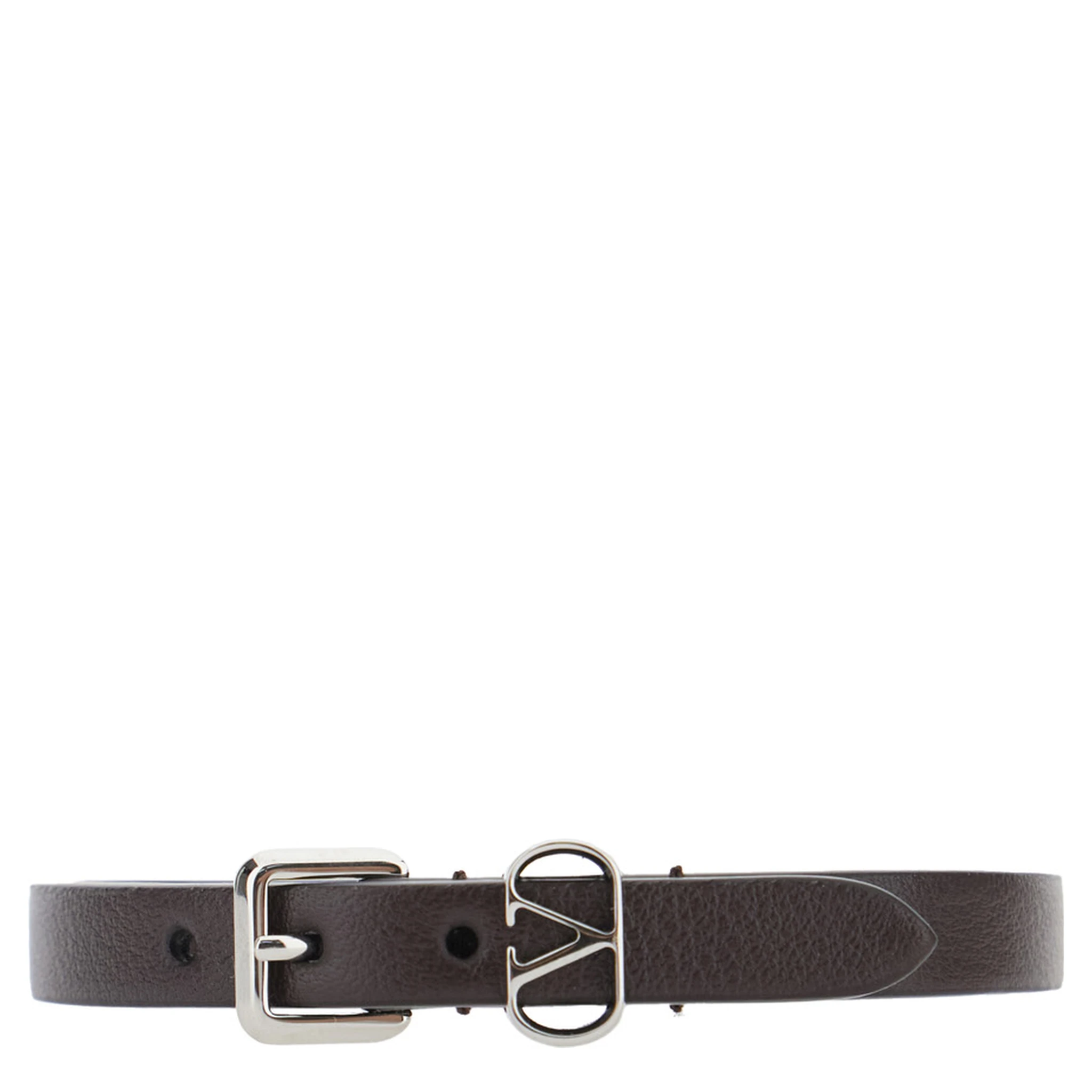 Brown Bracelet with VLogo Buckle Closure in Leather Man