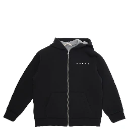 Black Hoodie with Logo Lettering on the Front in Cotton Boy