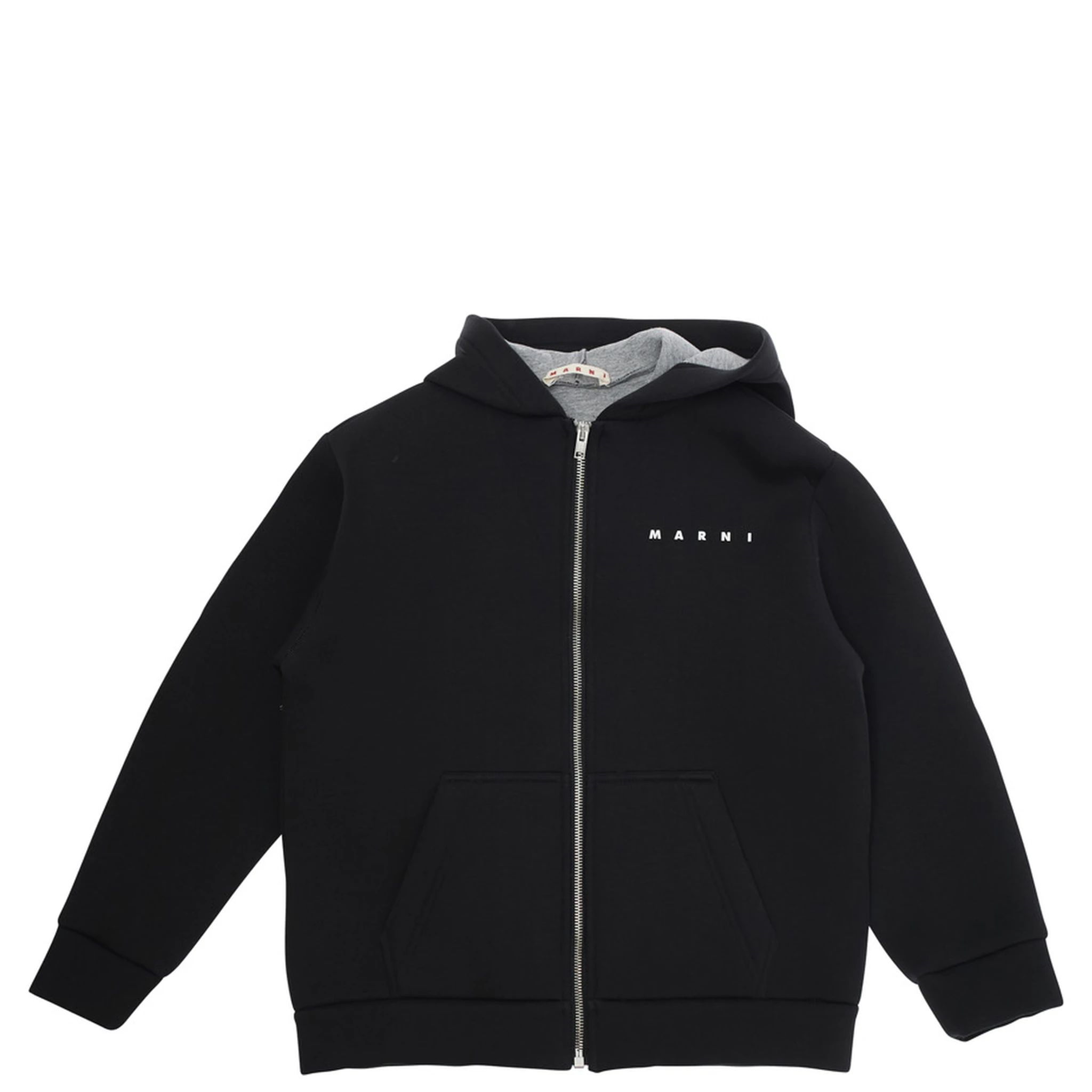 Black Hoodie with Logo Lettering on the Front in Cotton Boy