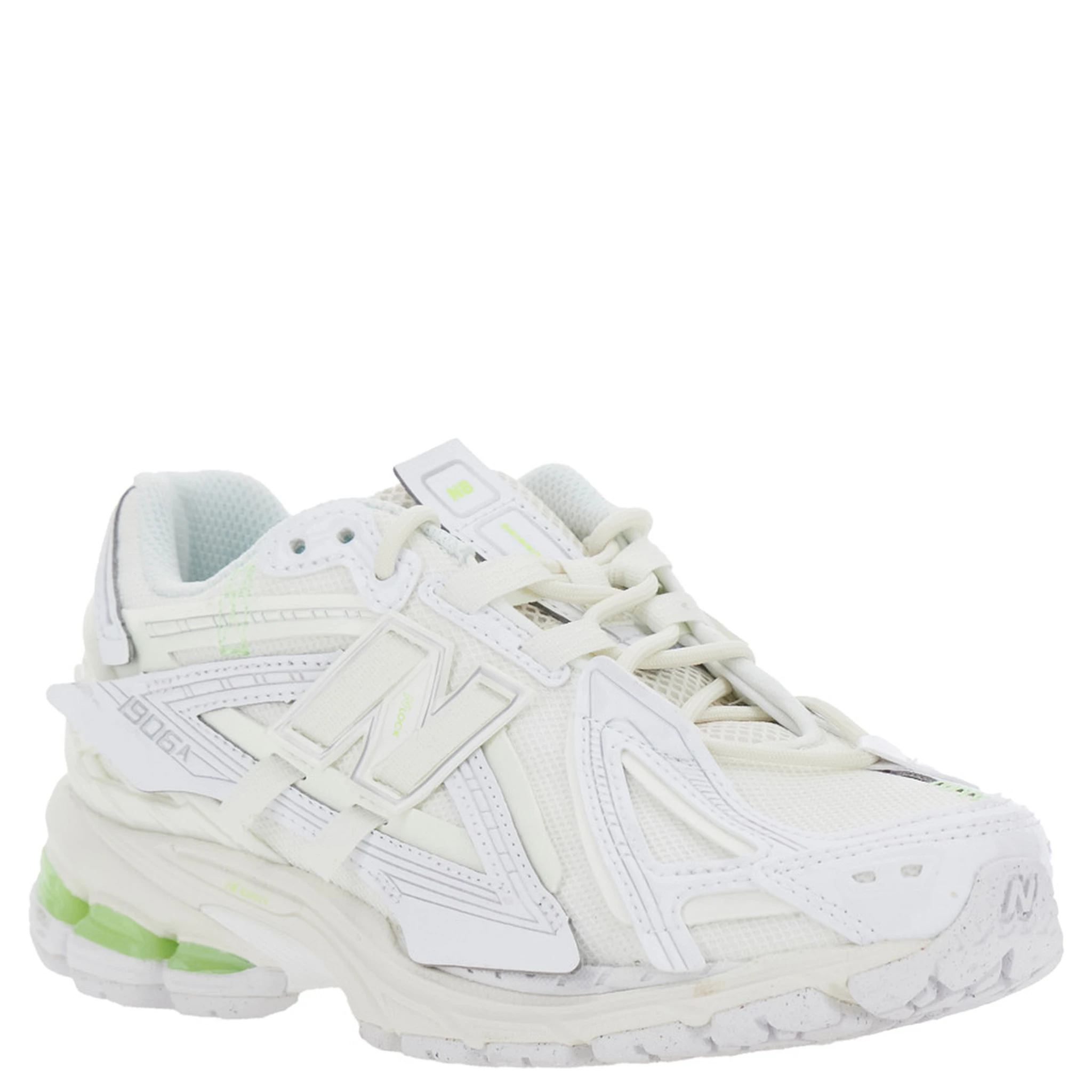 1906R White Sneaker with Mesh Design and Side Logo in Synthetic Fiber Unisex