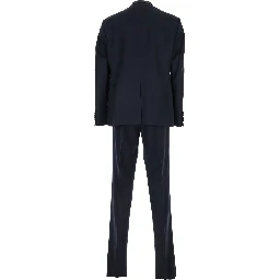 Blue Single-Breasted Suit with Peak Revers in Wool Man