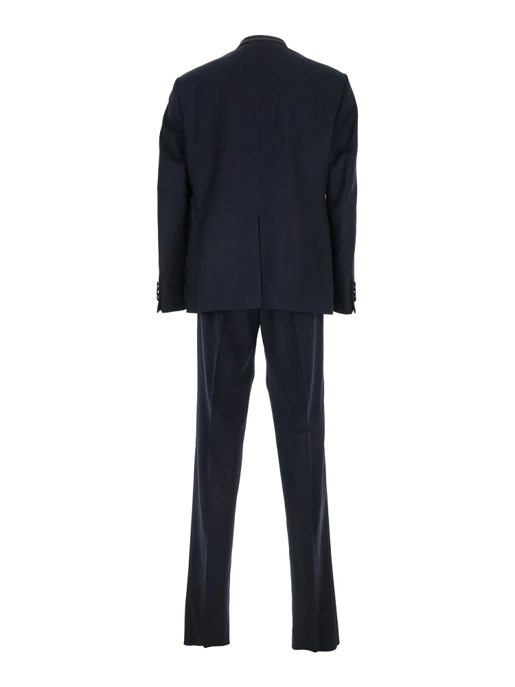 Blue Single-Breasted Suit with Peak Revers in Wool Man alternative