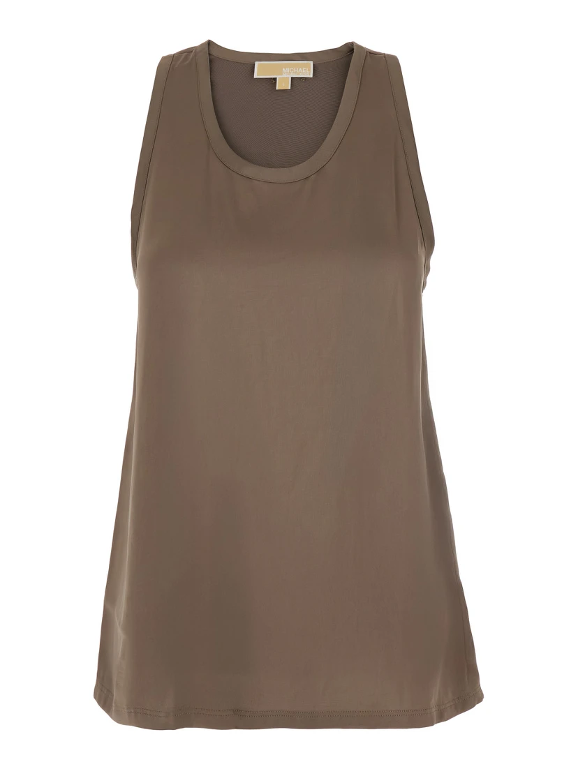 Brown Racerback  Top in Tech Fabric Woman