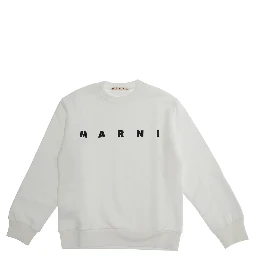 White Sweatshirt with Logo Lettering on the Front in Cotton Boy