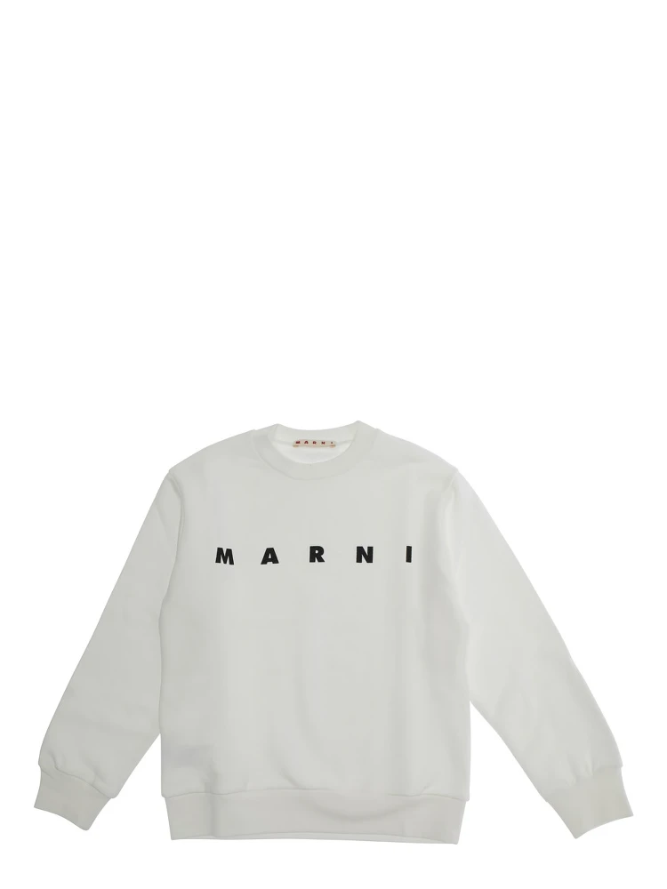 White Sweatshirt with Logo Lettering on the Front in Cotton Boy