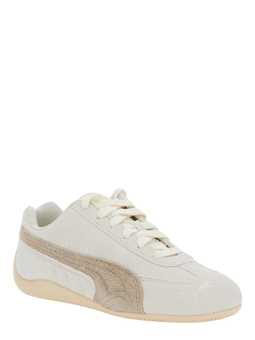 Speedcat White Sneakers with Logo Print on the Side and Logo Lettering on the Side in Suede Unisex