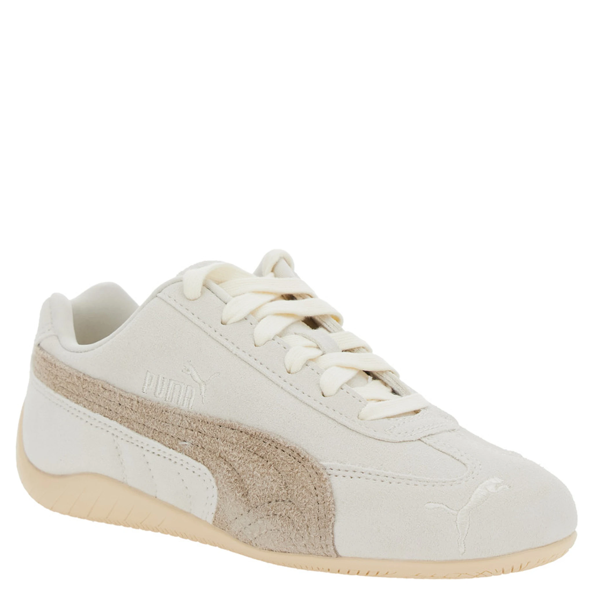 Speedcat White Sneakers with Logo Print on the Side and Logo Lettering on the Side in Suede Unisex