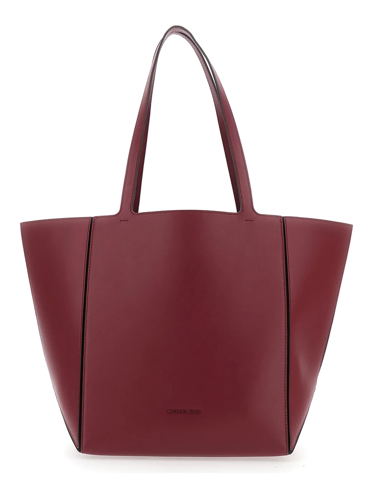 Jordi Bordeaux Tote Bag with Tonal Logo Lettering on the Front in Leather Woman