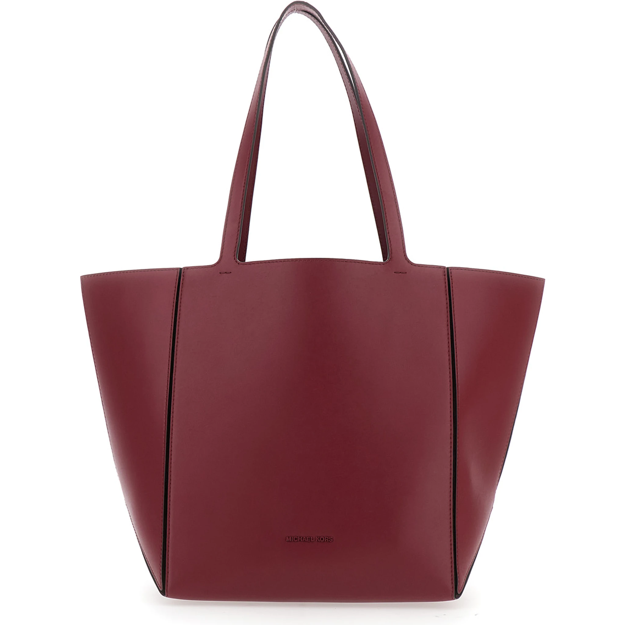 Jordi Bordeaux Tote Bag with Tonal Logo Lettering on the Front in Leather Woman