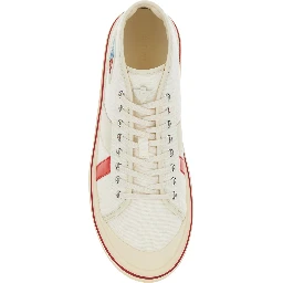 Eliot White Sneakers with Logo Label on the Side and Leather Inserts in Cotton and Leather Blend Man
