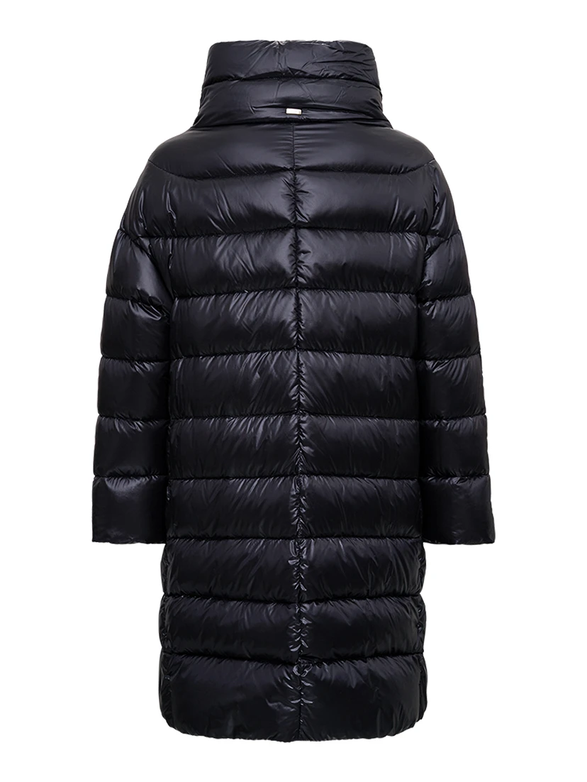 Long Black Nylon Down Jacket