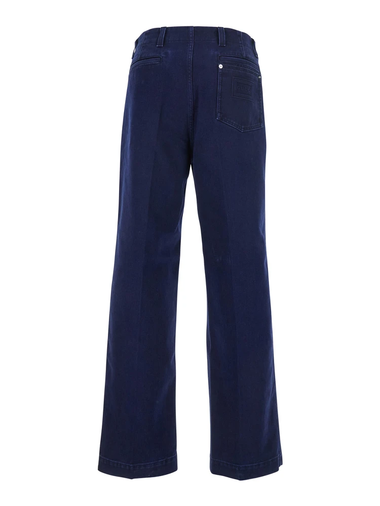 Blue Pants with One Patch Pocket on the Rear and Logo Lettering on the Rear in Cotton Canvas Man alternative