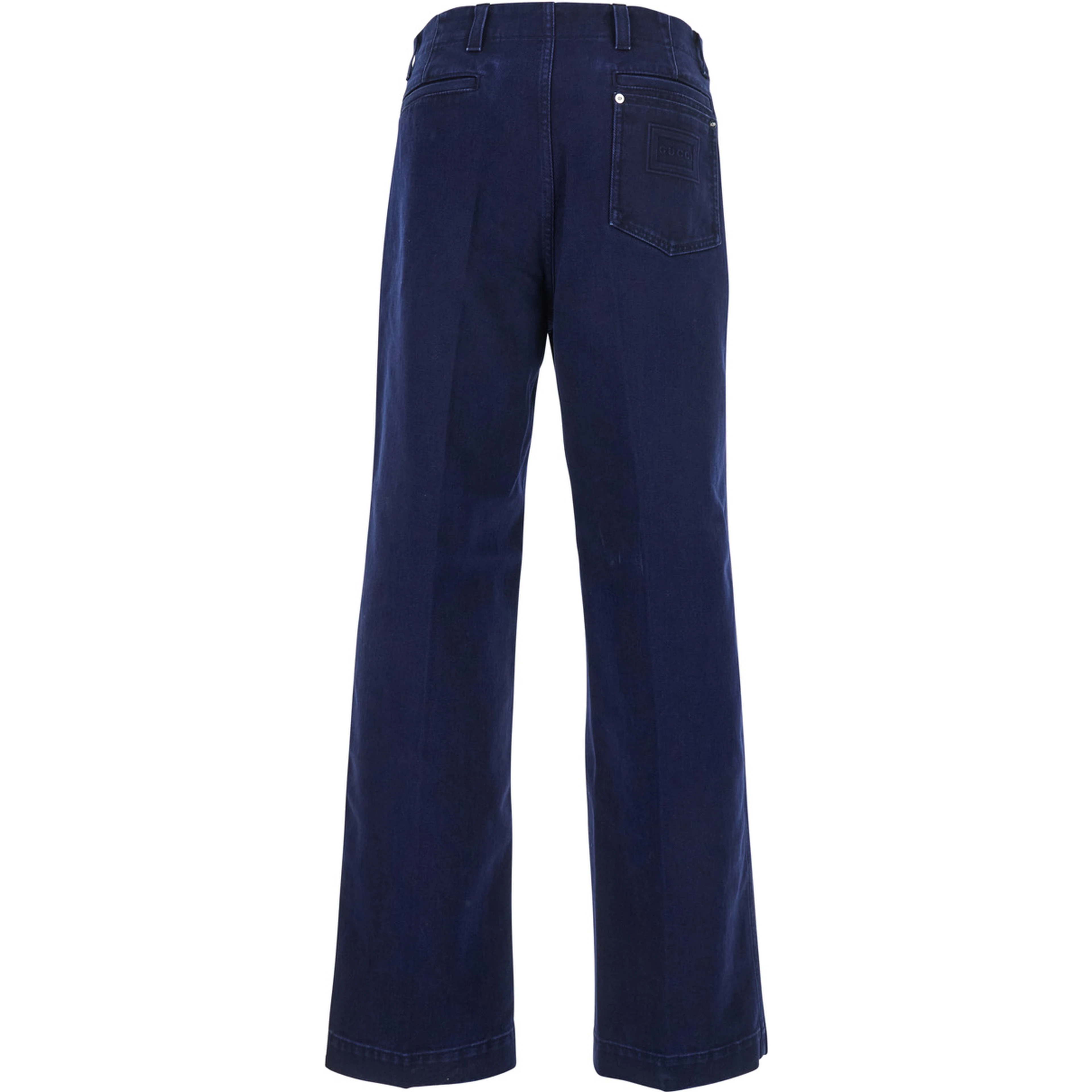 Blue Pants with One Patch Pocket on the Rear and Logo Lettering on the Rear in Cotton Canvas Man