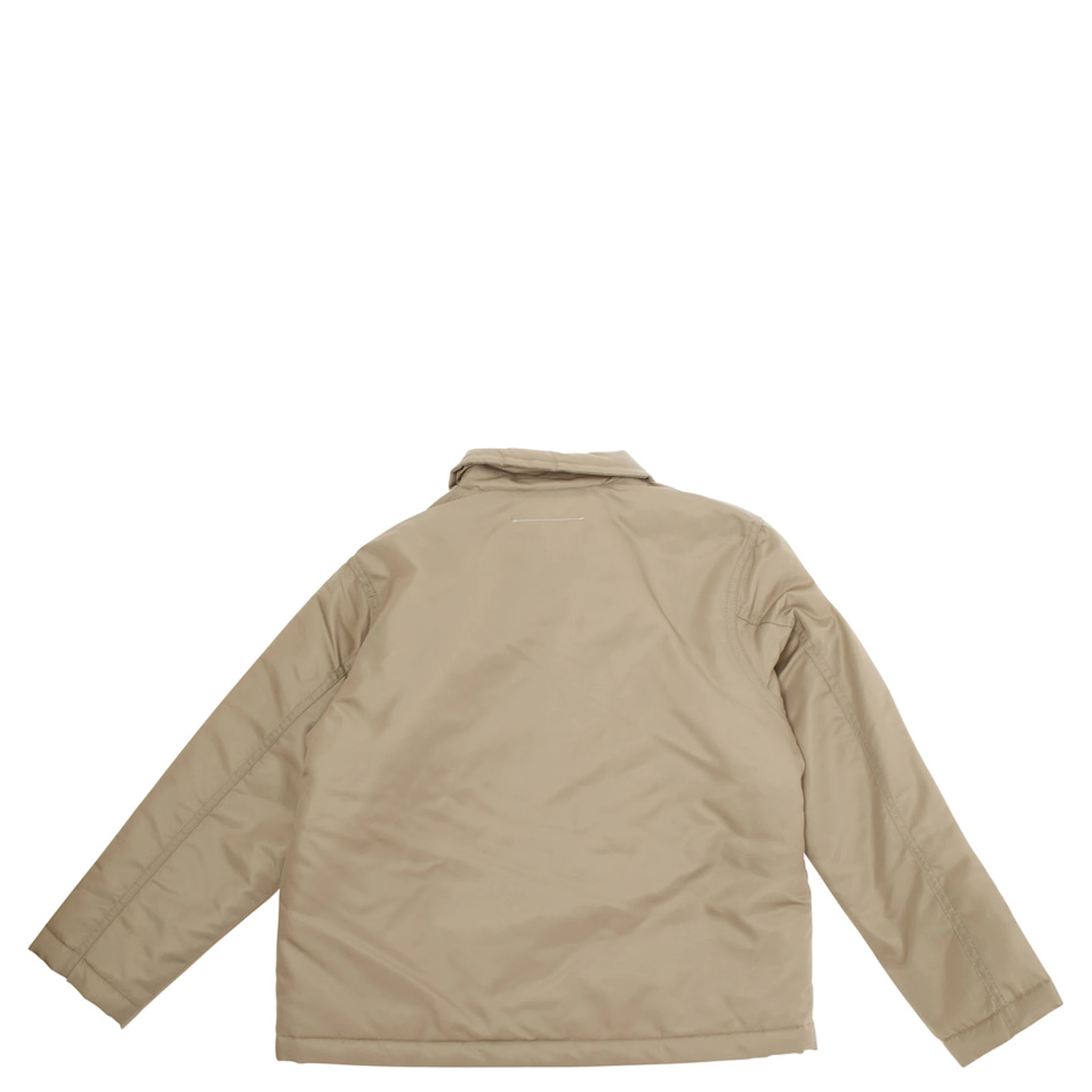 Beige Jacket with Classic Collar and Logo Patch on Front in Tech Fabric Boy