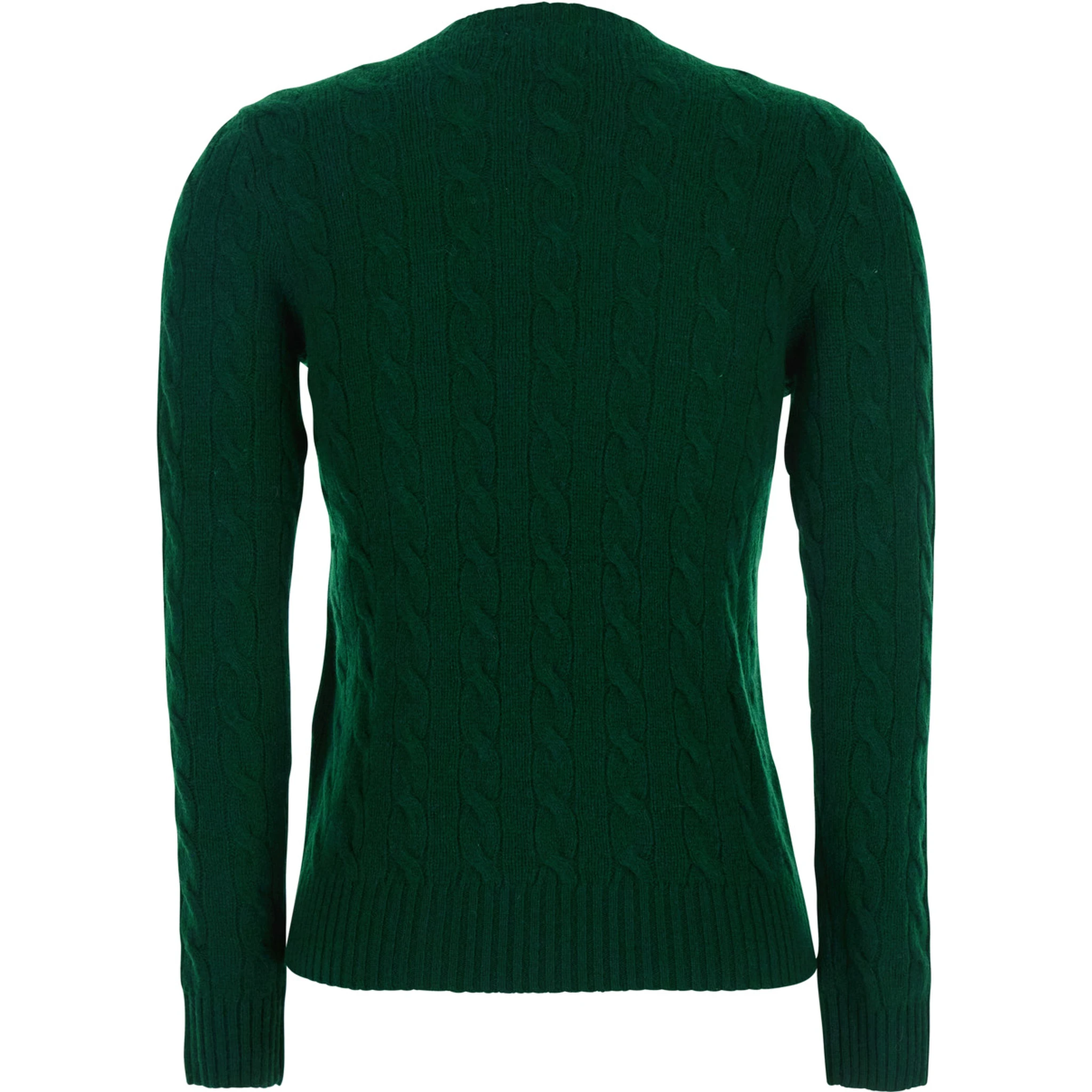 Julianna Green Sweater with Round Neck and Pony Embroidery on the Front in Wool and Cashmere Woman