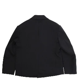 Black Single-breasted Jacket with Classic Lapels in Wool Blend Boy