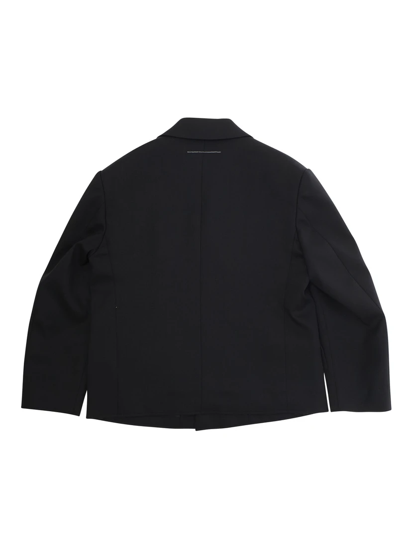 Black Single-breasted Jacket with Classic Lapels in Wool Blend Boy