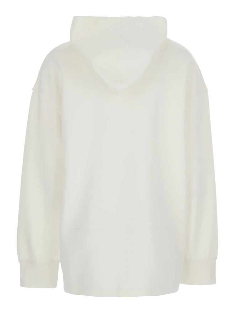 Visiera White Hoodie with Fixed Hood and Logo Lettering Embroidery on the Front in Cotton Blend Woman alternative