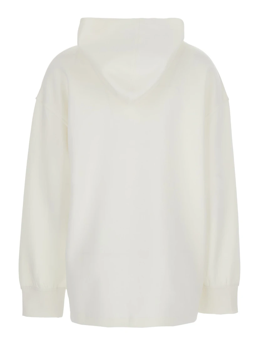 Visiera White Hoodie with Fixed Hood and Logo Lettering Embroidery on the Front in Cotton Blend Woman