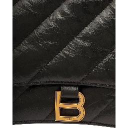 Crush Media Black Quilted Cross Body Bag in Leather Woman