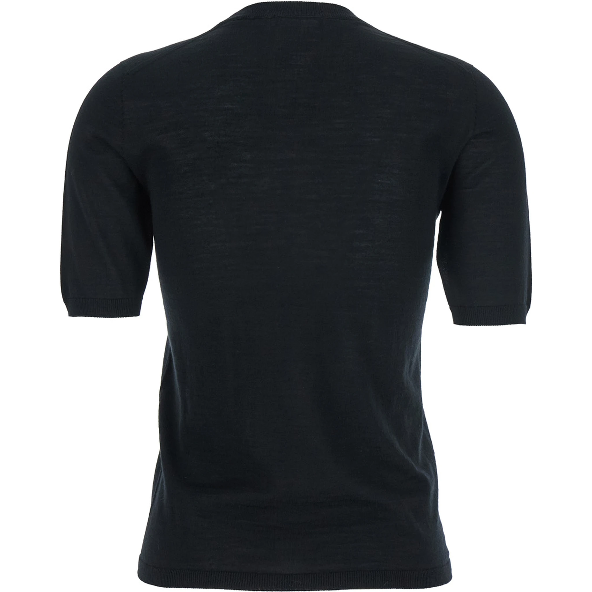 Gerico Black Crewneck Sweater with Short Sleeves in Wool Woman