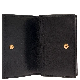 Cassette Black Business Card Case in Intreccio Leather Woman