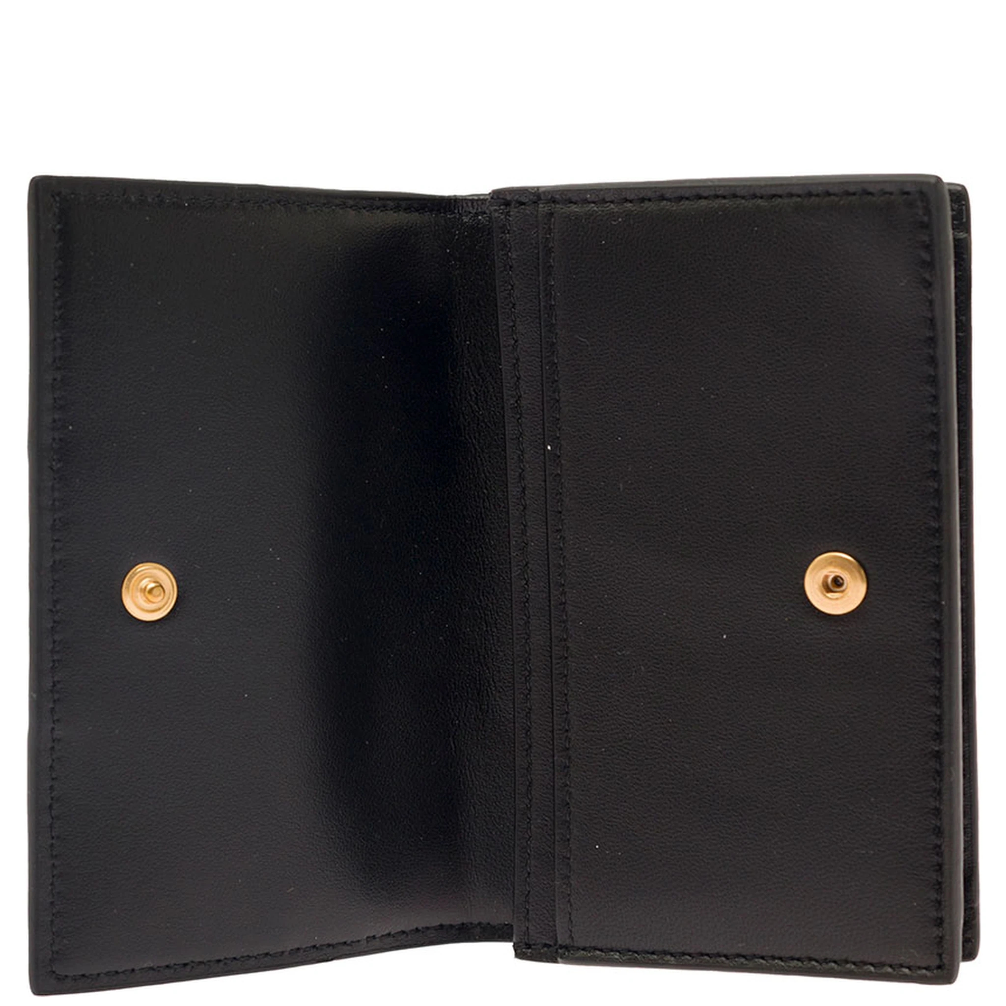 Cassette Black Business Card Case in Intreccio Leather Woman