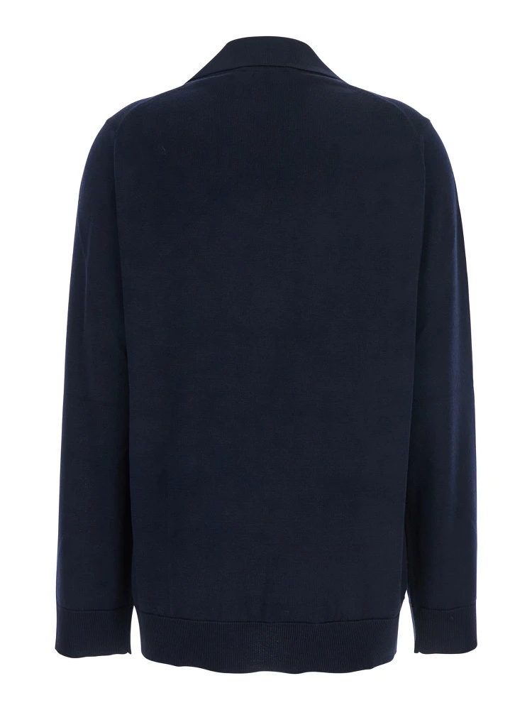 Blue Polo Collar Sweater with GG Logo on the Front in Wool Woman alternative