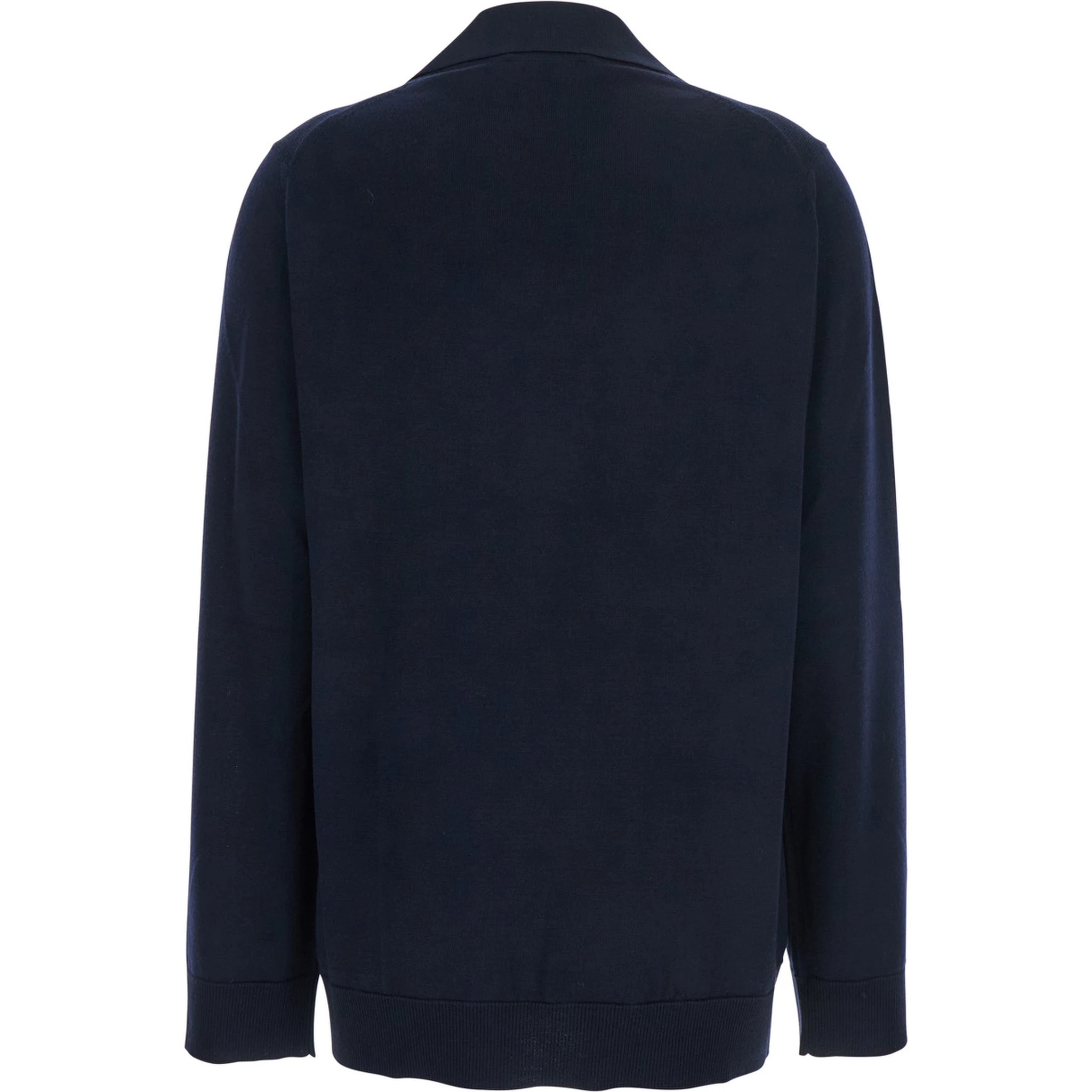 Blue Polo Collar Sweater with GG Logo on the Front in Wool Woman