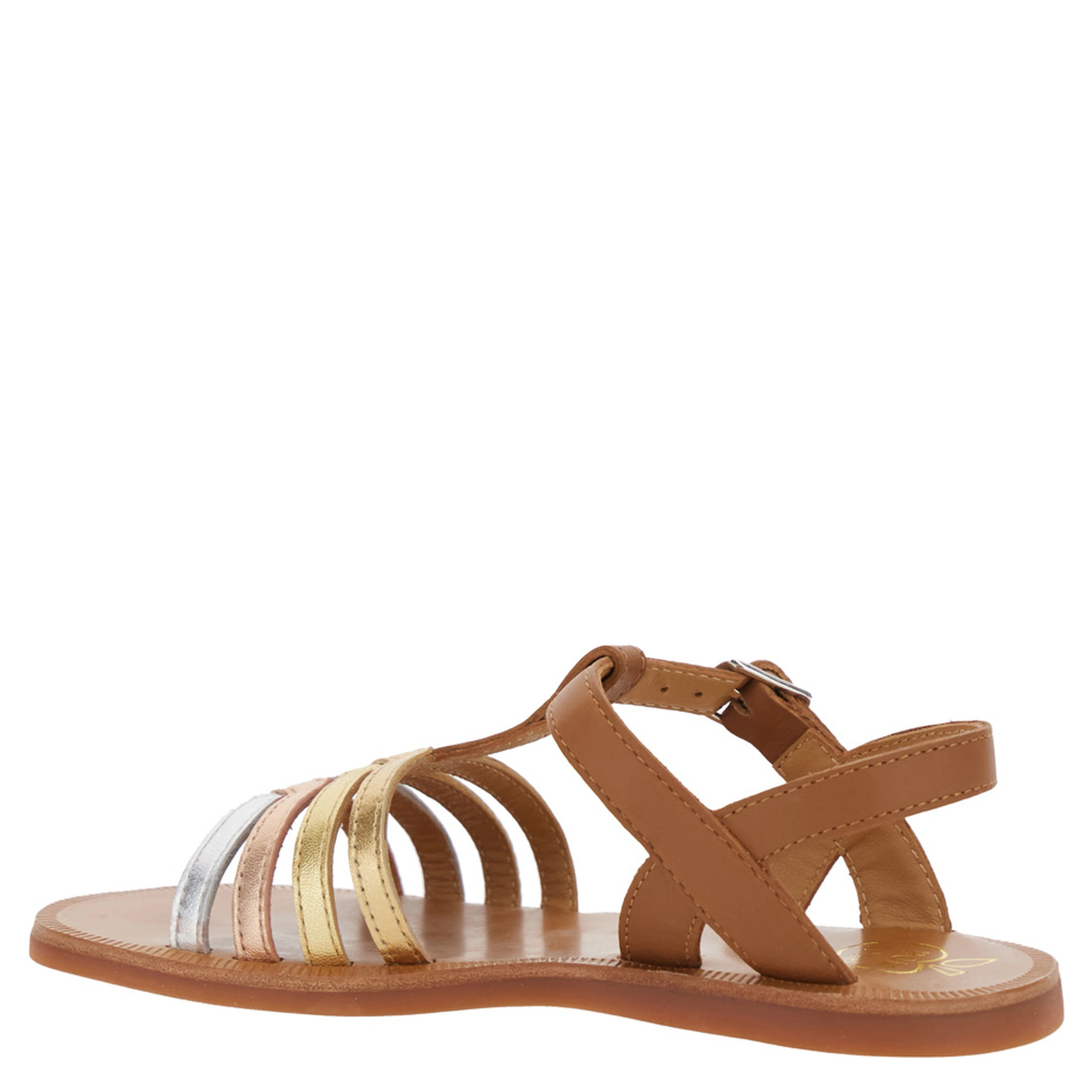 Plagette New Salome Brown Open Toe Sandals with Band Details in Leather Girl