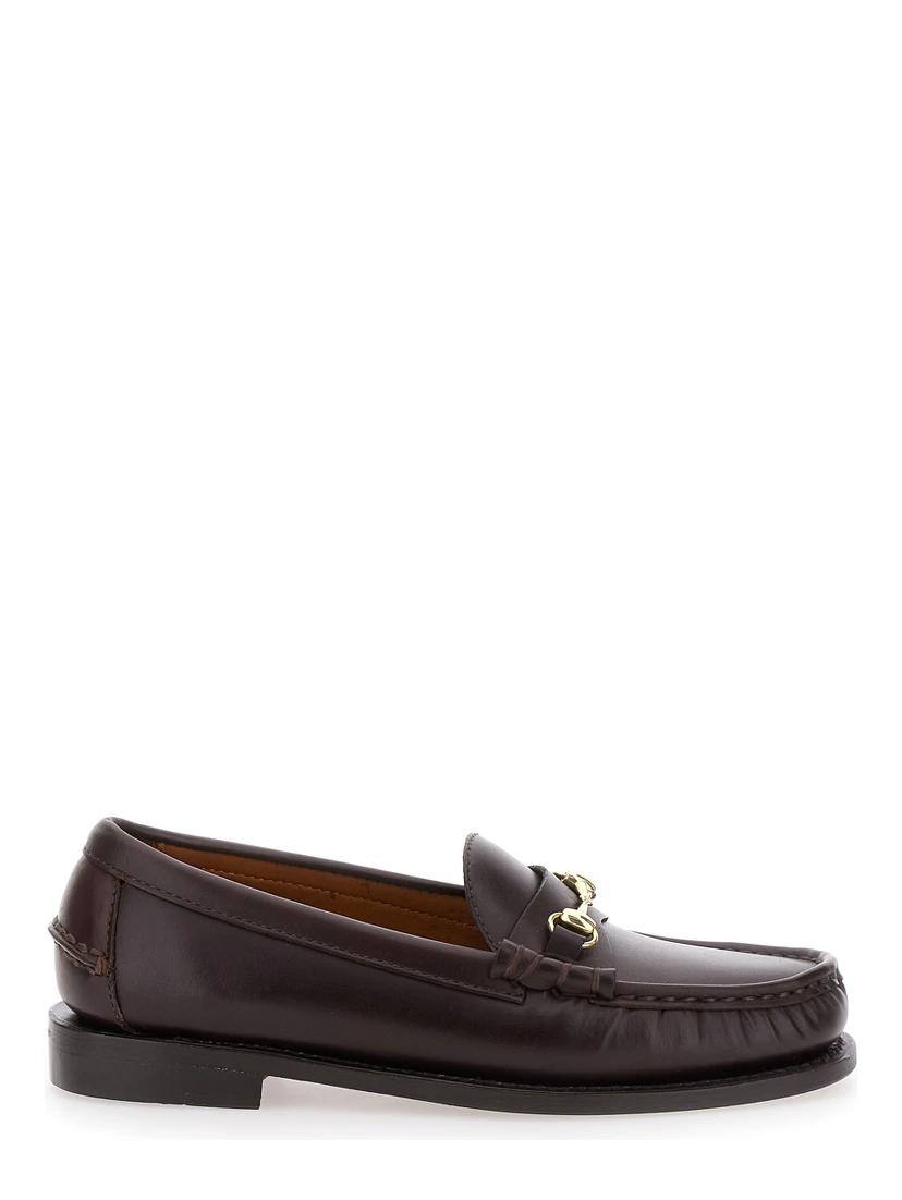 Joe Modena Bordeaux Pull-On Loafers with Horsebit Detail in Leather Woman