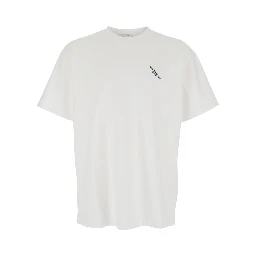 تي شيرت أبيض بشعار مطرز قطريًا من القطن الرجالي