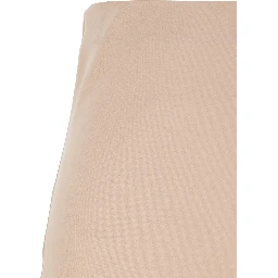 Beige Long Skirt with Ruffle Detail at the Bottom in Satin Woman