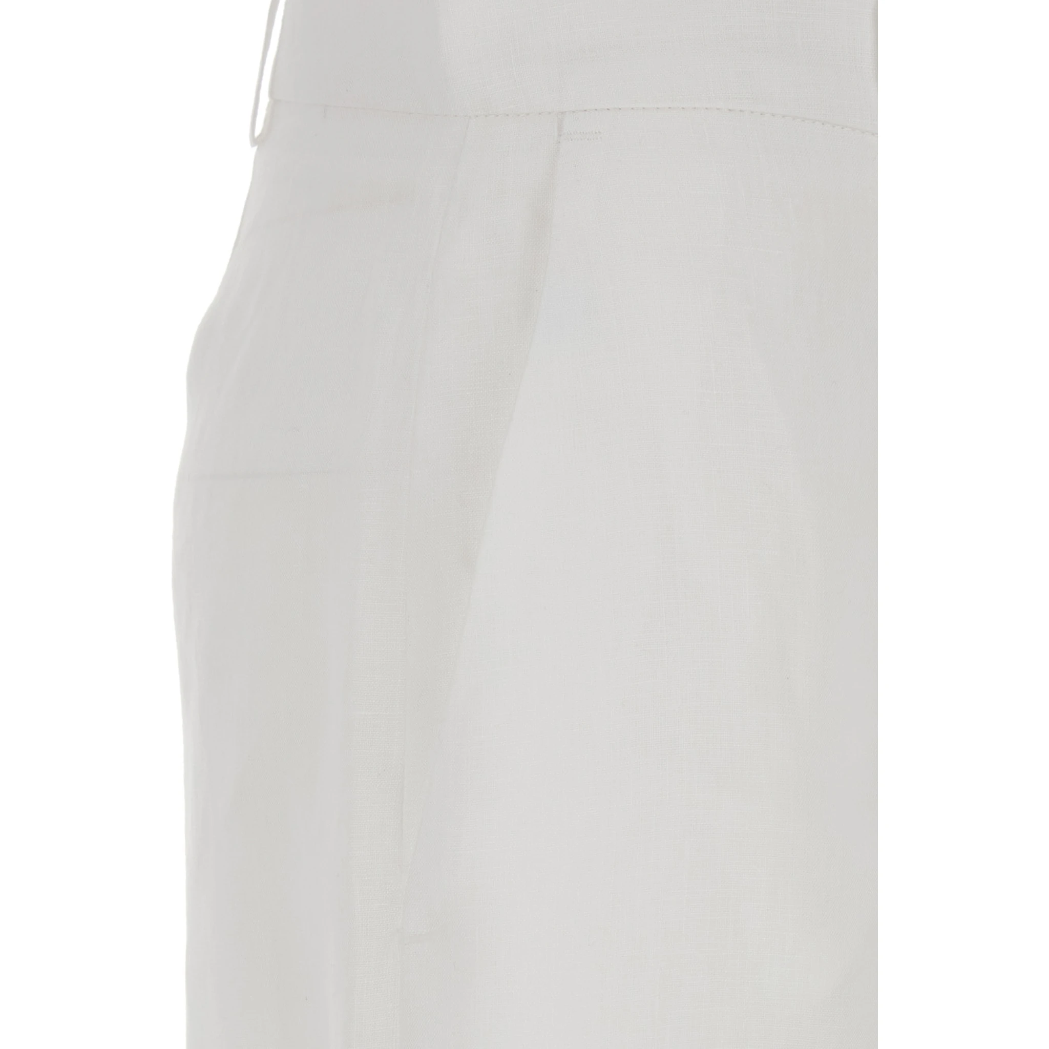 White Shorts with Belt Loops at the Waist in Linen Woman