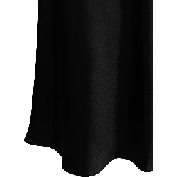 Black Midi Skirt with Volant Detail at the End in Satin Woman